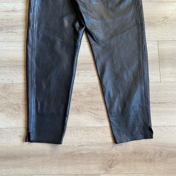Vintage leather pants 100% Leather Rayon lined high waist motorcycle biker pants - Picture 6 of 13